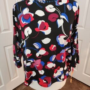 Ruby Rd. Floral Women's Blouse - Black, Red, Blue